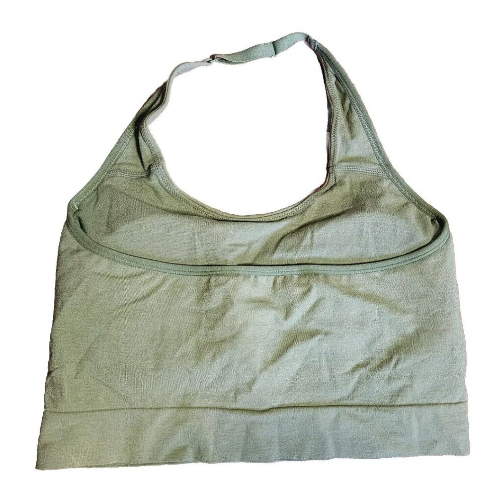NWT AUDEN Solid All Green Halter Bralette Sports Bra Womens Size XL - Picture 4 of 5